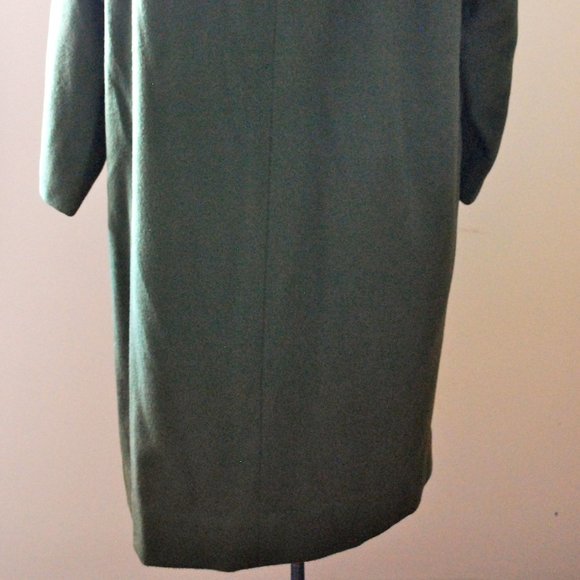 Classic Olive/Army Green Wool Coat w/ Fur Collar - Picture 7 of 7
